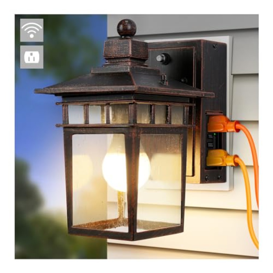 Outdoor Lighting With Outlet - Уличный светильник с розеткой GFCI, наружный