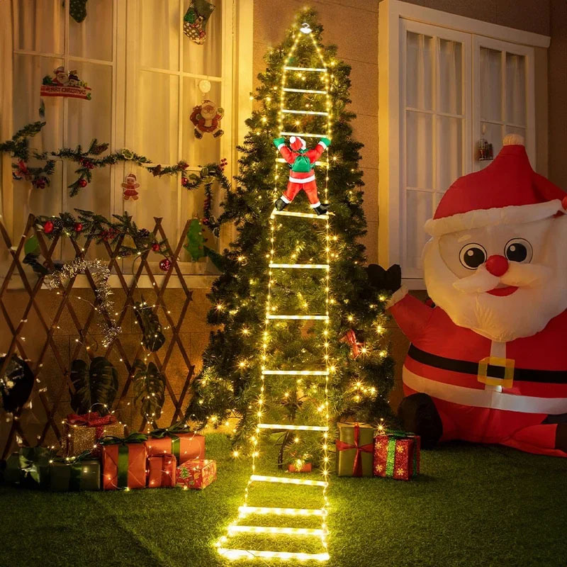Outdoor Lighting Xmas - Светодиодные рождественские гирлянды-лестницы с Дедом Морозом