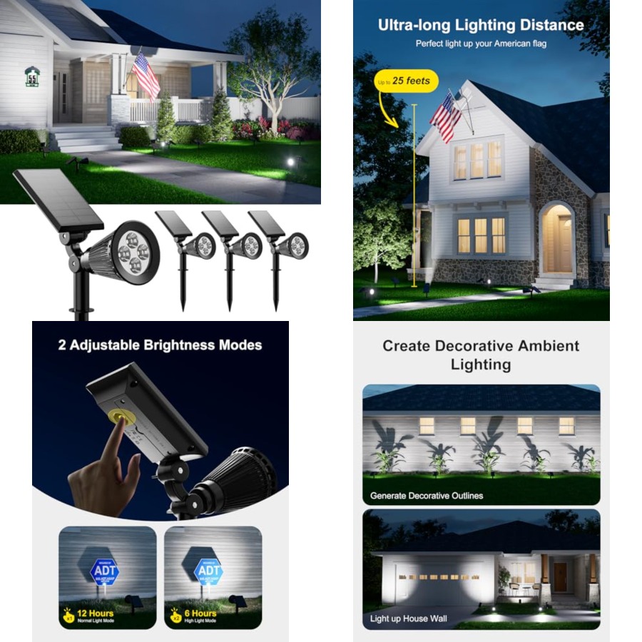 Outdoor Lighting And Landscape - Солнечные прожекторы для улицы, водонепроницаемые, для
