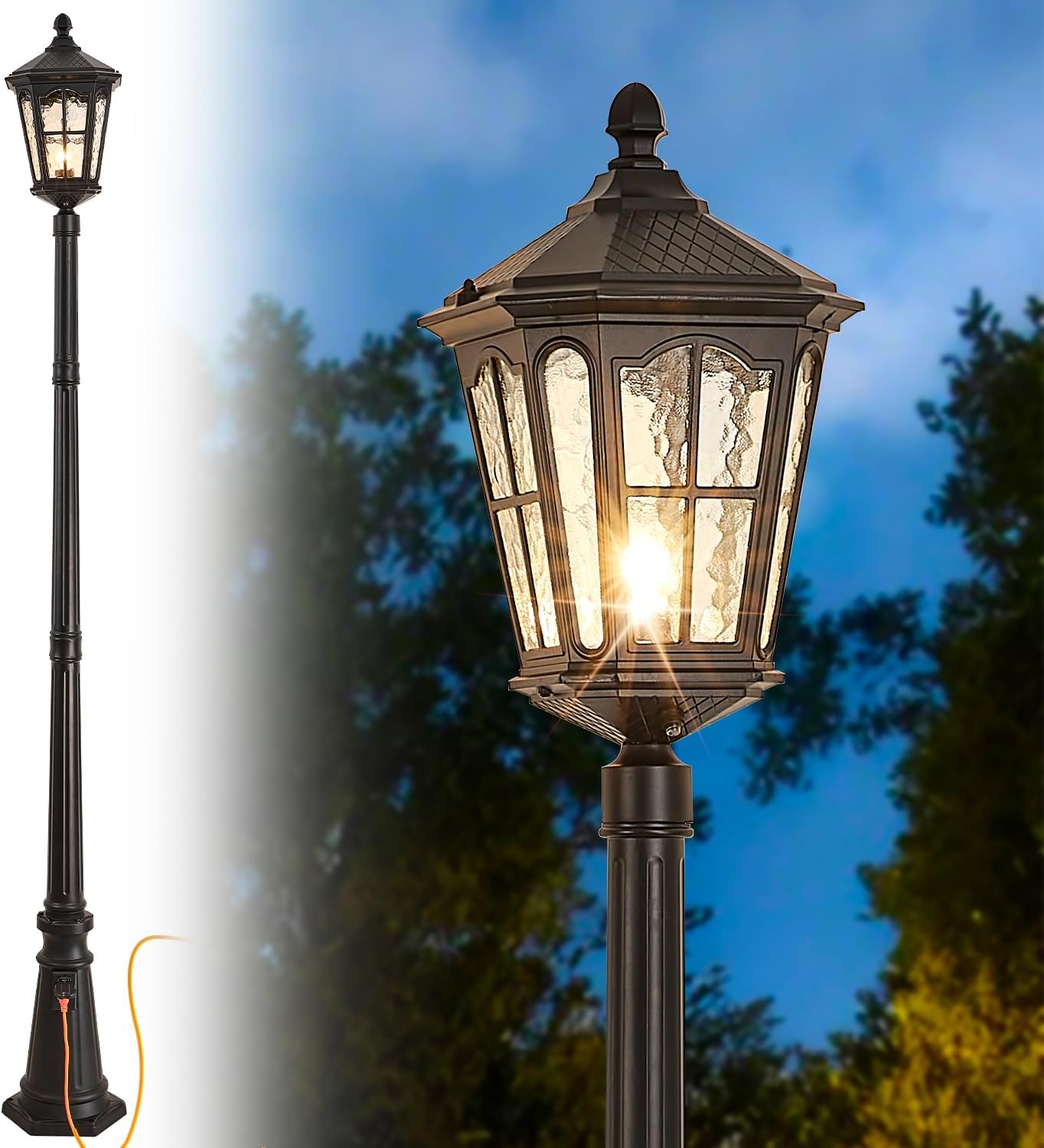 Outdoor Lighting No Outlet - Водонепроницаемый уличный столбовой светильник с розеткой,